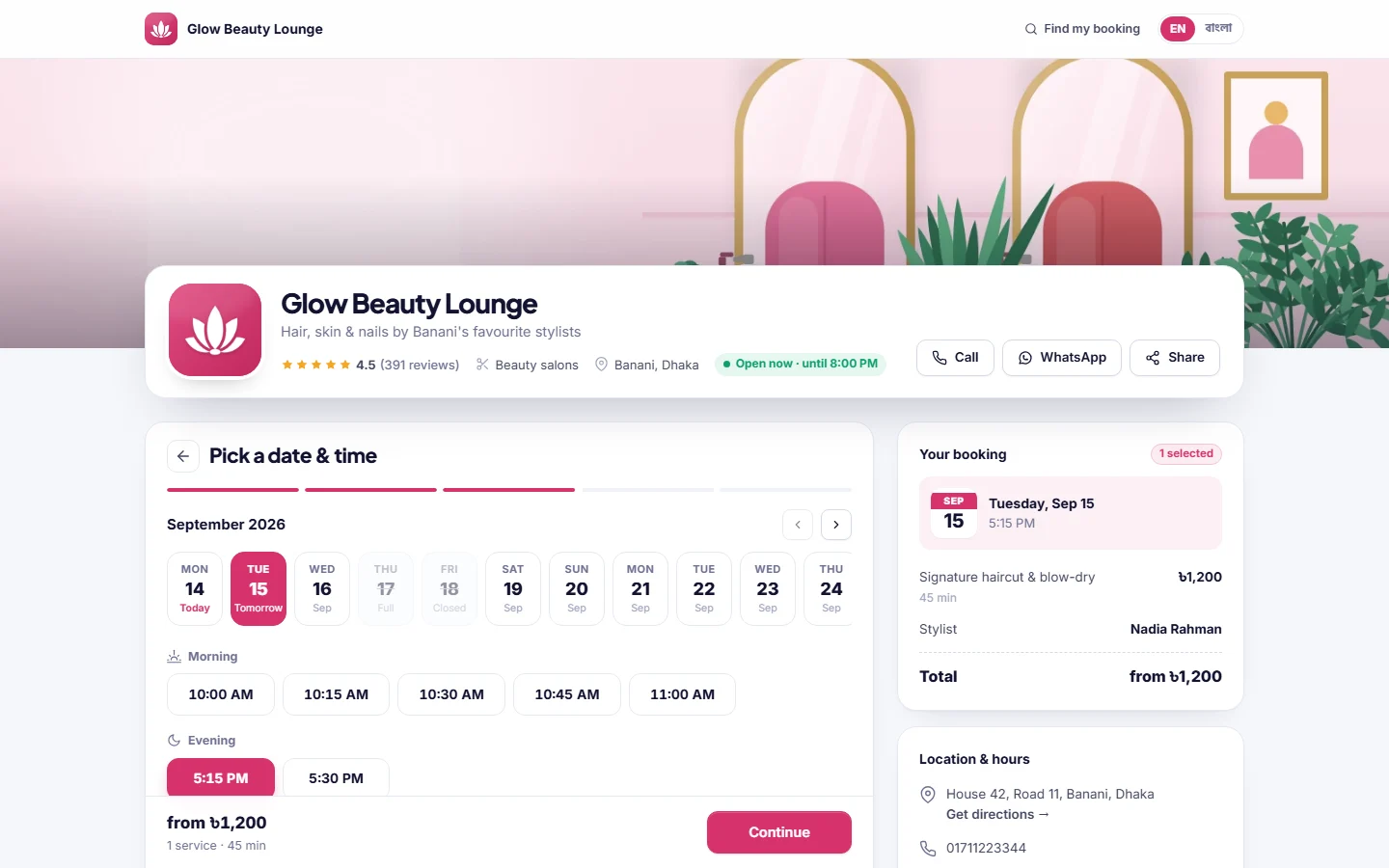 A booking page your customers will actually enjoy